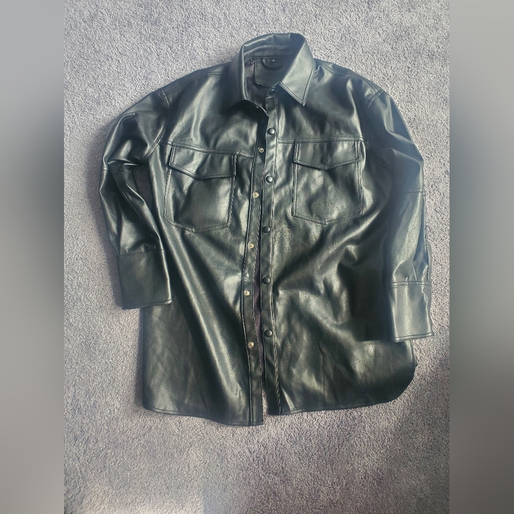 Vintage oversized vegan leather jacket